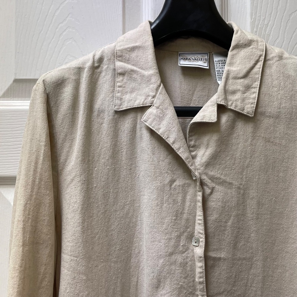 Vintage‎ Napa Valley Women's XL Embroidered Linen/Rayon Button Front Grannycore